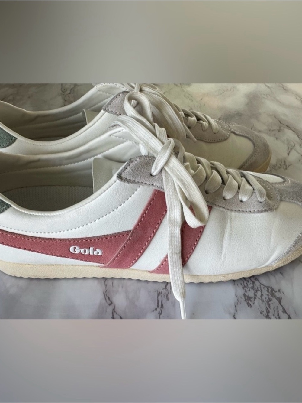 Gola Women's White Sneakers with Pink Side Stripe